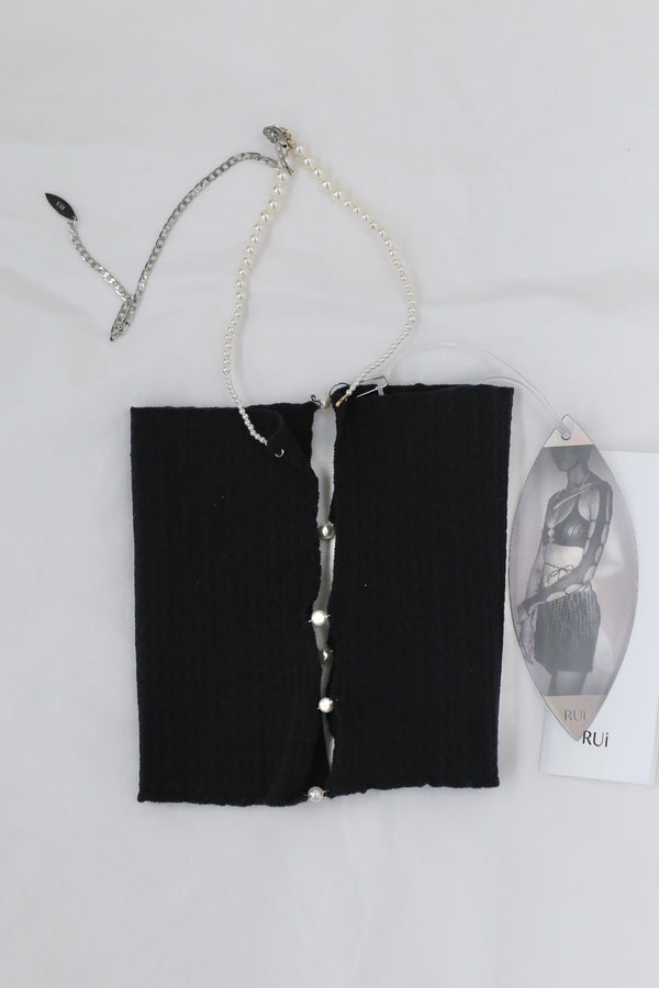 RUI translucent thin strap halterneck strap RSS24SF02 Onyx black